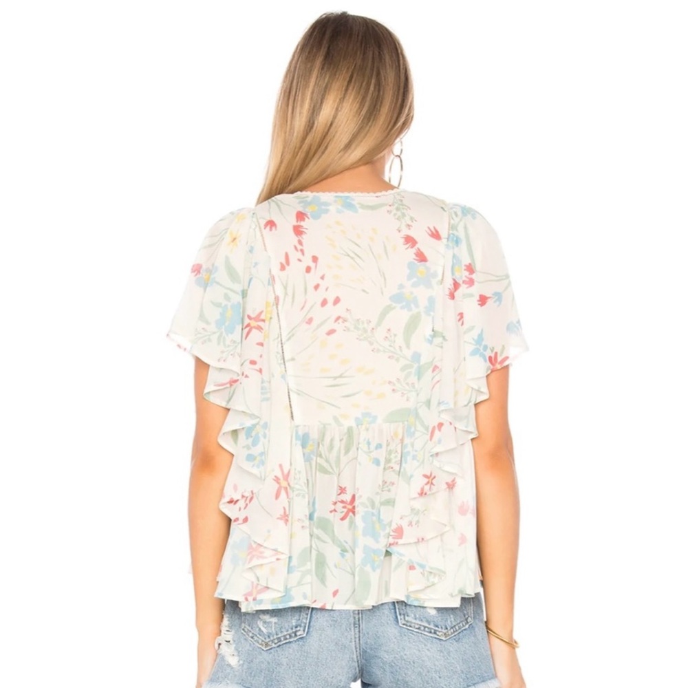 Floral Ruffle V-Neck Top - Picture 2 of 4